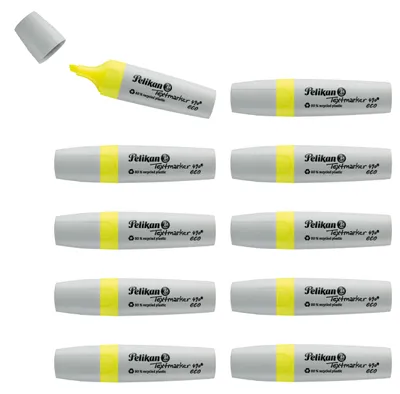 Produktbild von Pelikan Textmarker 490 eco, Neon-Gelb, 10 Stück, mit Keilspitze