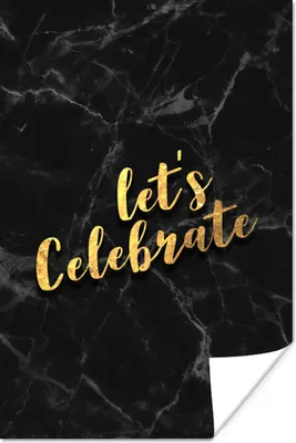 Produktbild von MuchoWow® Poster Zitat - Party - Gold - Marmor 120x180 cm - Kunstposter