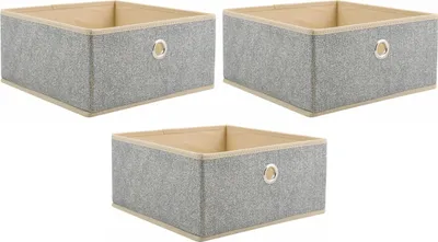Immagine prodotto di MSV Set di 3 contenitori pieghevoli Contenitori portaoggetti Cestelli da scaffale Cestini pieghevoli Cestini portaoggetti Grigio - 26,5 x 26,5 x 13 cm