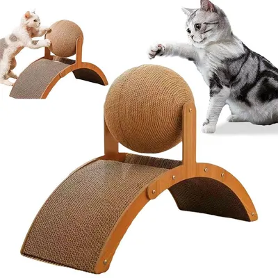 Produktbild von Katzen Kratzball, Spielzeug aus Holz, interaktiv, 35×15×26 cm, für Katzen, Welpen & kleine Hunde