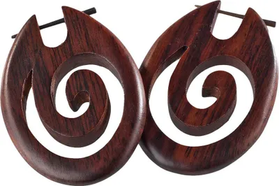 Produktbild von viva-adorno Holzohrringe Damenohrringe Creolen Tribal Horn Pin Ohr Piercing W17