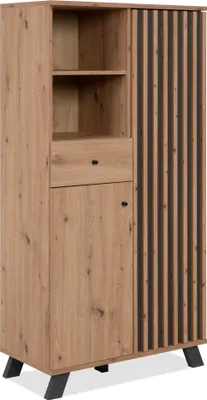 Produktbild von Highboard >Medan< in Artisan Oak / anthrazit - 80x156x40cm (BxHxT)