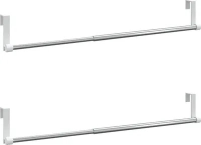 Produktbild von vidaXL Gardinenstangen 2 Stk. Weiß und Silbern 40-60 cm Aluminium