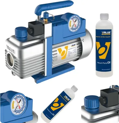 Obrázek produktu pro Dvoustupňová vývěva 100 l/min s ventilem a vakuometrem - VALUE V-i240-R32