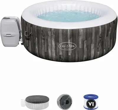 Image de Spa gonflable rond à imprimés bois - 2-4 place - 180x66cm