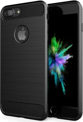 Produktbild von Conie Silikon Schutzhülle für iPhone 7 Plus / 8 Plus Tasche Case Cover Bumper TPU Carbon Look Hülle in Schwarz