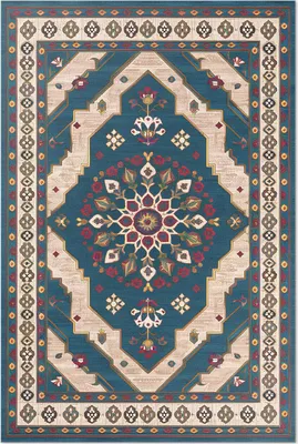 Produktbild von Altes dekoratives Muster im Vintage-Stickereistil – Vinyl Fußmatte – 100x150 cm – Rutschfest, Pflegeleicht & Langlebig