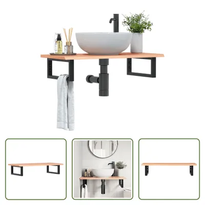 Obrázok produktu pre The Living Store Umývadlová doska s konzolou z ocele a masívneho dubového dreva