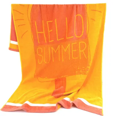 Produktbild von Heimtexland ® Strandtuch Soft Velours Badetuch Sommer Handtuch 90 x 160 cm Duschtuch saugstark Frottier 100% Baumwolle Typ907 Eis gelb - 1 Stück