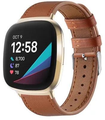 Produktbild von By Qubix passend für Fitbit Versa 3/4 & Sense 1/2 Lederarmband - Braun