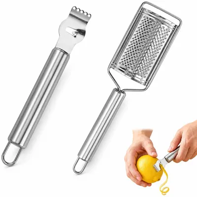 2-tlg. Zestenreißer-Set – Edelstahl-Zitronenschäler & Küchenreibe