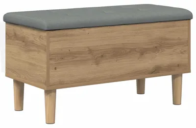 Immagine prodotto di vidaXL Panca portaoggetti imbottita in legno effetto rovere artigianale, 82 x 42 x 46 cm