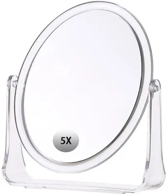Obrázek produktu pro Kosmetické zrcátko, oboustranné, zvětšení 1x/5x, otočné o 360 stupňů, s vysokým rozlišením.