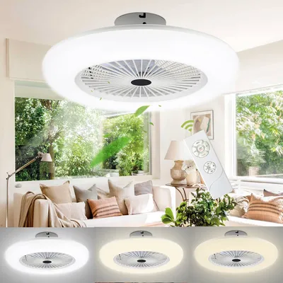 Image de TolleTour Ventilateur de plafond 80w Dimmable Plafonnier Ventilateur pour salon LED avec télécommande Plafonnier