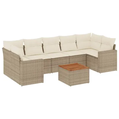 Produktbild von vidaXL 8-tlg. Garten-Sofagarnitur mit Kissen Beige Poly Rattan