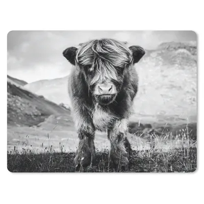 Produktbild von MuchoWow® Mauspad Mousepad Schottischer Highlander - Berg - Schwarz - Weiß 40x30 cm - Mousepads - Maus Mat - Pad - Mausunterlage - Anti Rutsch