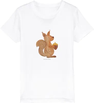 Produktbild von Mr. & Mrs. Panda Kleinkinder T-Shirt Eichhörnchen Weihnachtszeit 12-14 Jahre (152/164) - Weiß - Geschenk, Teenager, Frohe Weihnachten, Weihnachtsgruß, Neujahr, Vogel