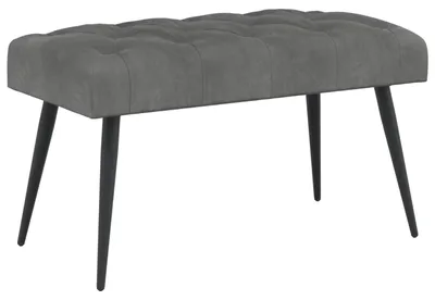 Immagine prodotto di Panca con rivestimento in velluto, colore grigio scuro, dimensioni 80 x 40 x 46 cm, con cuciture a bottone