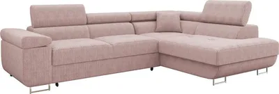 Produktbild von MIRJAN24 Ecksofa Torezio Cord, Stilvoll Eckcouch mit Bettkasten und Schlaffunktion, Einstellbare Kopfstützen, 274x203x70-90 cm (Farbe: Poso 52, Seite: Rechts)