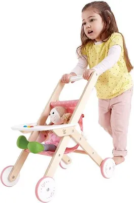 Produktbild von Hape Holz Puppenwagen Buggy - nachhaltiges Spielzeug für Kinder