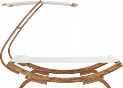 Produktbild von Haengematte mit Gestell und Sonnendach, Hammock aus wetterfestem Laerchenholz Stabhaengematte