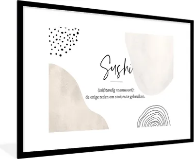 Produktbild von MuchoWow® Gerahmtes Poster Sprichwörter - Sushi - Sushi definition - Zitate - Wörterbuch 90x60 cm - Poster mit Schwarzem Bilderrahmen Wandposter Rahmen Foto Bilder - Wanddekoration - Fotos
