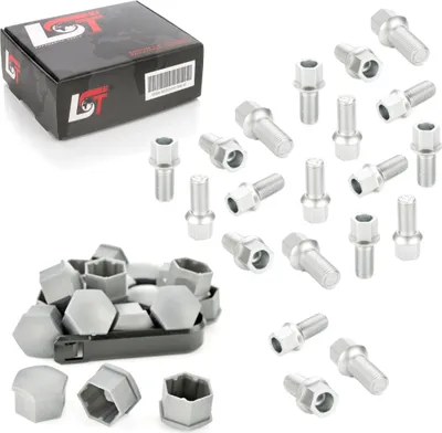 Produktbild von 20x Radschrauben Kugelbund M14x1,5x27 Kappen Set für AUDI 100 200 A6 V8 ALLROAD