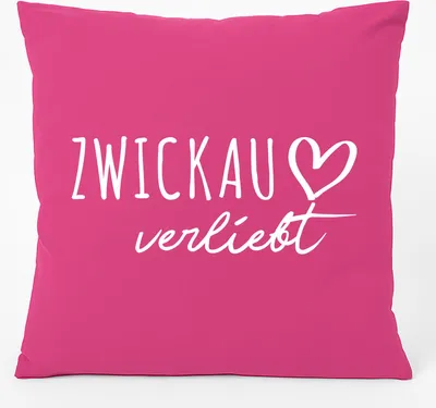 Produktbild von Huuraa Kissen Zwickau verliebt 40x40cm mit Füllung Fuchsia Baumwolle Dekokissen Geschenkidee