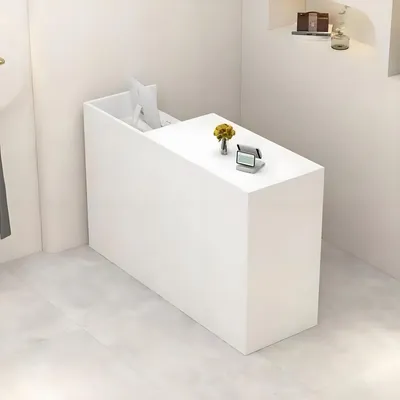 Obrázek produktu pro Pult recepce, prodejní pult s úložným prostorem, bílá barva, rozměry 160 x 50 x 100 cm