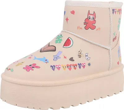 Produktbild von Ital-Design Damen Stiefeletten Plateaustiefeletten Warm gefüttert Lederoptik Snowboots 87214442 Hellbraun Gr.  40