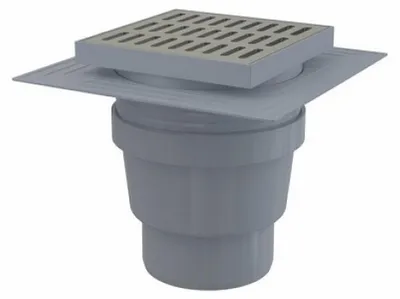 Obrázok produktu pre Podlahová vpusť priama DN110, mriežka nerez 150mm, vodná uzávera