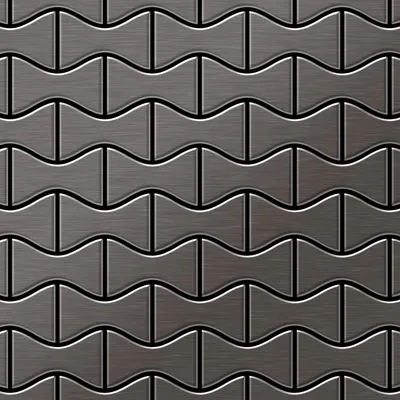 Produktbild von Mosaik Fliese massiv Metall Titan gebürstet dunkelgrau 1,6mm stark Kismet-Ti-SB