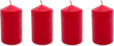 Produktbild von Stumpenkerze Säulenkerze rot Ø 7 x 10cm - 4 Stück