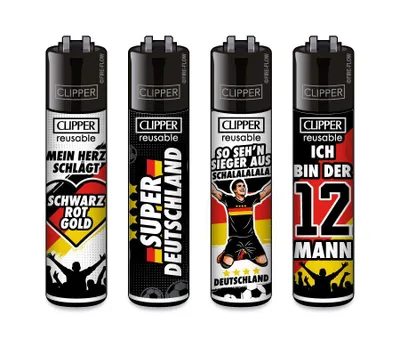 Produktbild von Clipper Feuerzeuge 4er Set Fussball Deutschland