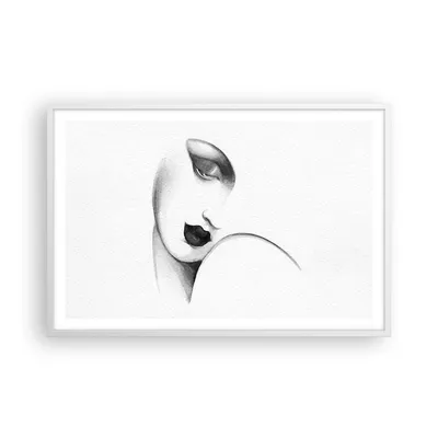 Produktbild von Gerahmtes Poster - Weißer Rahmen - Porträt Frau Skizze - 91,5x61 cm - Wand Bild - Wanddeko - Wandbilder - Kunstposter - Wandposter - Bilderrahmen - Bilder - Kunstdruck Wanddekoration - P2WAA91x61-4475