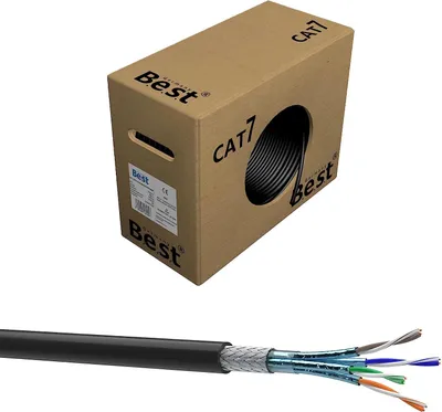 100m Germany B.e.s.t CAT.7 Simplex Outdoor Verlegekabel Gigabit Netzwerkkabel KUPFER Lan 1000Mhz S/FTP Schwarz