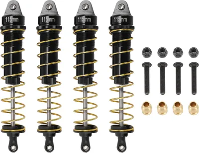Produktbild von 4 Stücke Aluminiumlegierung Stoßdämpfer 115mm Metallaufhängung für 1/10 RC Crawler Auto Schwarz