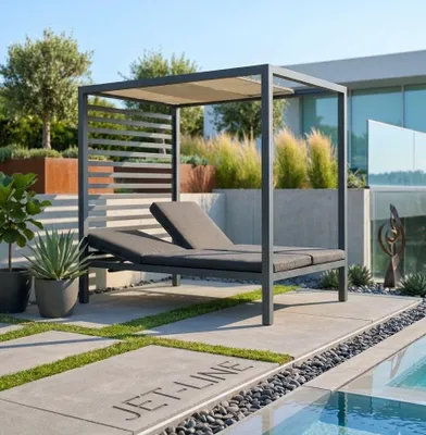 Produktbild von Liegepavillon Pavillon mit Liegen BACCARO weiß Pergola Liegenpavillon