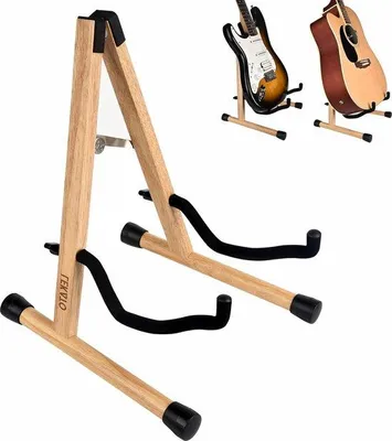 Produktbild von Elektrische Bass Gitarre-Halter aus echtem Hölzern für Gitarren, Cello, Banjo, Mandoline, Ukulele