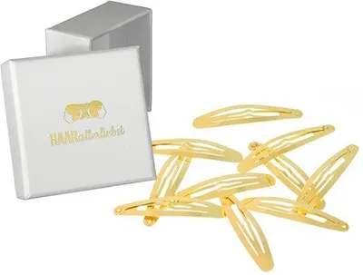 Produktbild von Ovale Haarspeldjes in glanzend Goud für Frauen & Kinder – 10er Pack in 6 cm Größe – inkl. weißer Schachtel – Ideal für normales und dichtes Haar