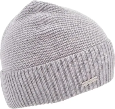 Seeberger Beanie mit Rippstrick-Umschlag in grau