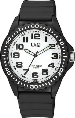 Produktbild von Q&Q Herrenuhr mit Silikonarmband, 10 bar, schwarz