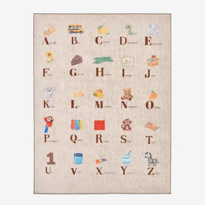 Produktbild von sweeek - Beiger Kinder-Innenteppich mit französischem Alphabet-Druck