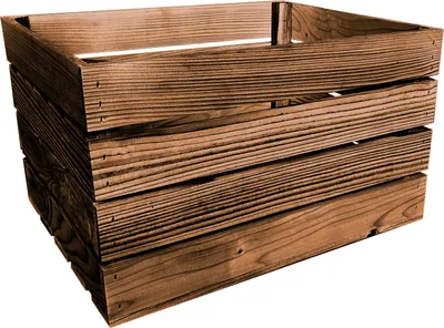 A wooden crate is shown against a white background.