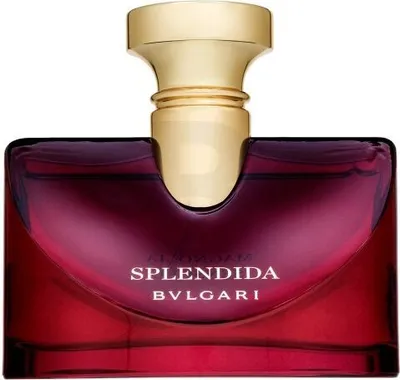 A close-up studio shot of a Bvlgari Splendida Magnolia Sensuel Eau de Parfum bottle.