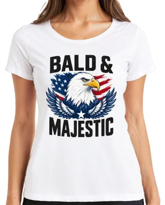 Produktbild von Bald And Majestic Adler USA Flagge American Eagle Weißkopfseeadler Damen T-Shirt, Weiß, XL