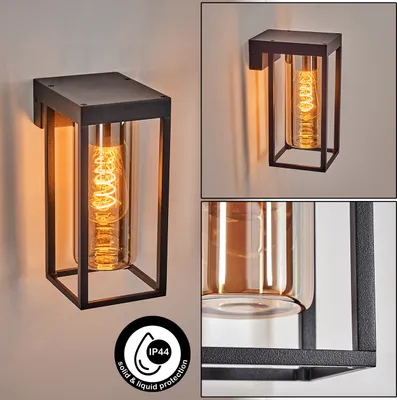 Produktbild von Nardò Außenwandlampe aus Metall/Glas in Schwarz/Bernsteinfarben