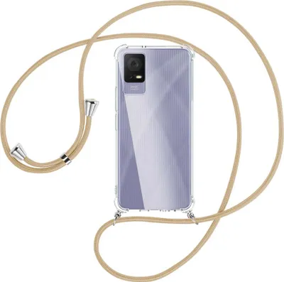 Produktbild von Handykette Backcover-Schutzhülle mit Band (Metall silberfarben) für TCL 405 (T506D, 6.6'') - caramel