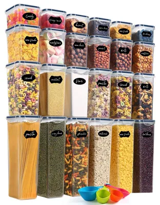 Image de Boîtes de rangement avec couvercle, hermétiques, lot de 24, sans BPA, avec étiquettes, pour la cuisine