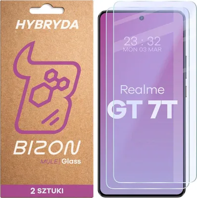 Produktbild von 2x Flexibles Hybridglas für Realme GT 7T, Bizon Glass Mule Duo